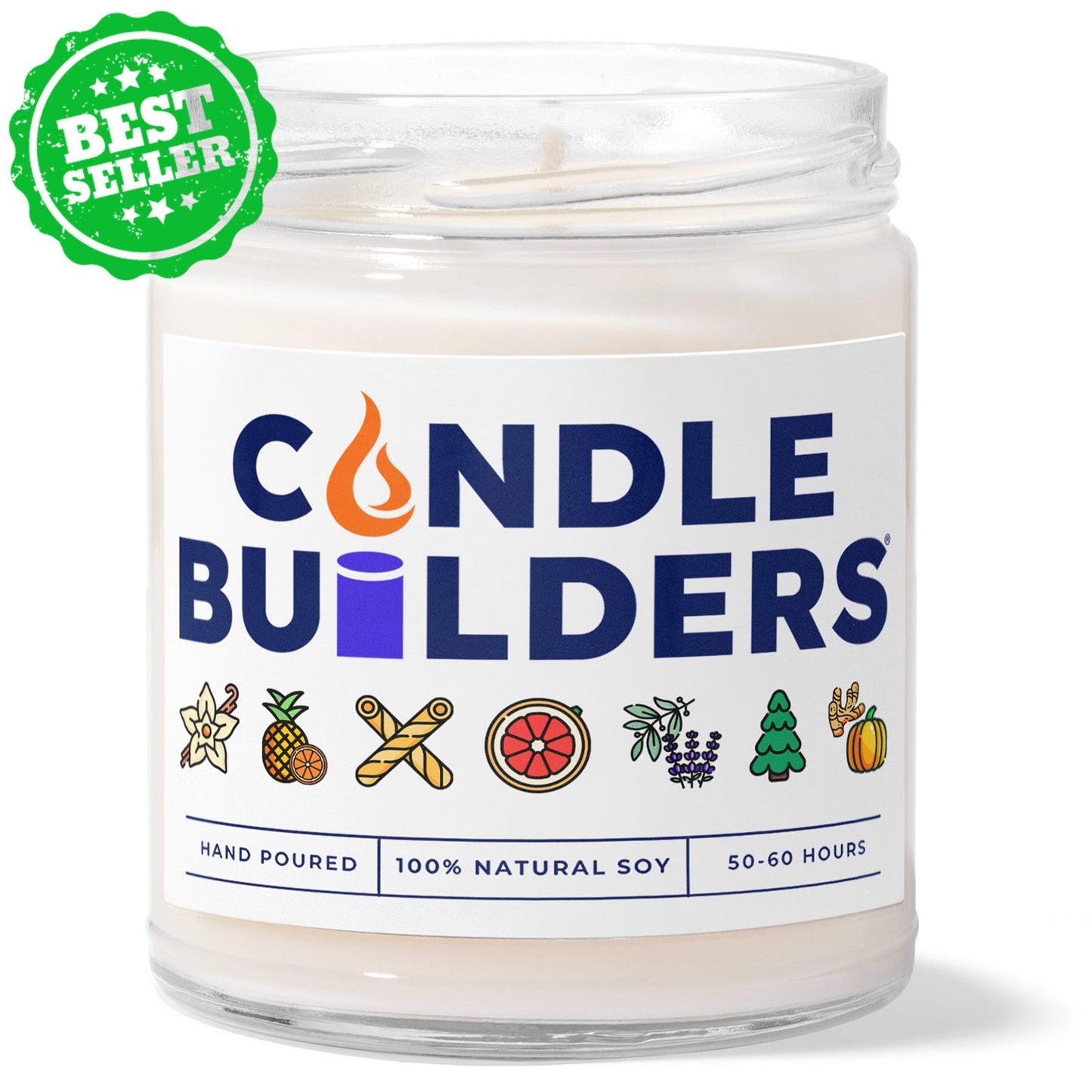 Wholesale Private Label 9oz Candles with soy wax. 9oz clear jar. Premium quality, hand-poured in New Hampshire.