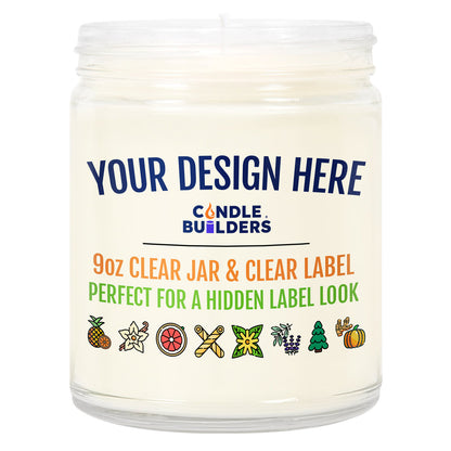 Wholesale Private Label Candles: 9oz Clear Jar Clear Label