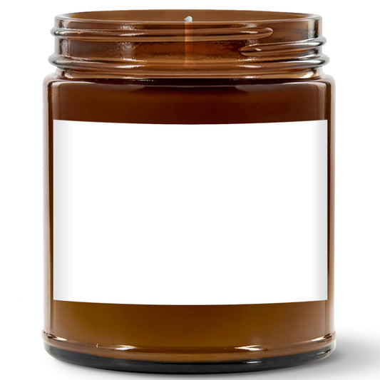 9oz Jar Candle Mockup - Amber Jar & White Label 3" x 2"