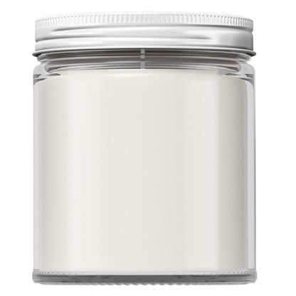 Bulk Wholesale 9oz Jar 100% Soy Hand Poured Candles - Image shows an clear Jar with a white lid. The wax in the candle is also white for any scent. 