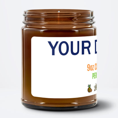 Drop Ship 9oz Clear Jar Candle With a wide 7" x 2" Private Label - Showing a full mockup of the right side