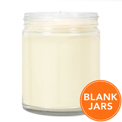 9oz Clear glass jar candle, labeled 'Blank Jars' on a white background