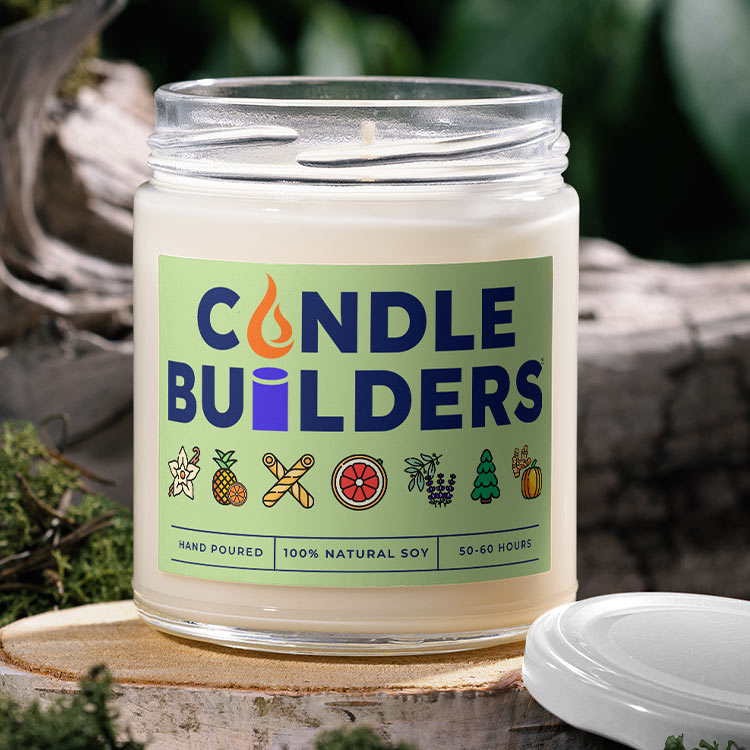 A candle by Candle Builders in a natural environment of the woods. Indicating the quality and non toxic nature of our product.