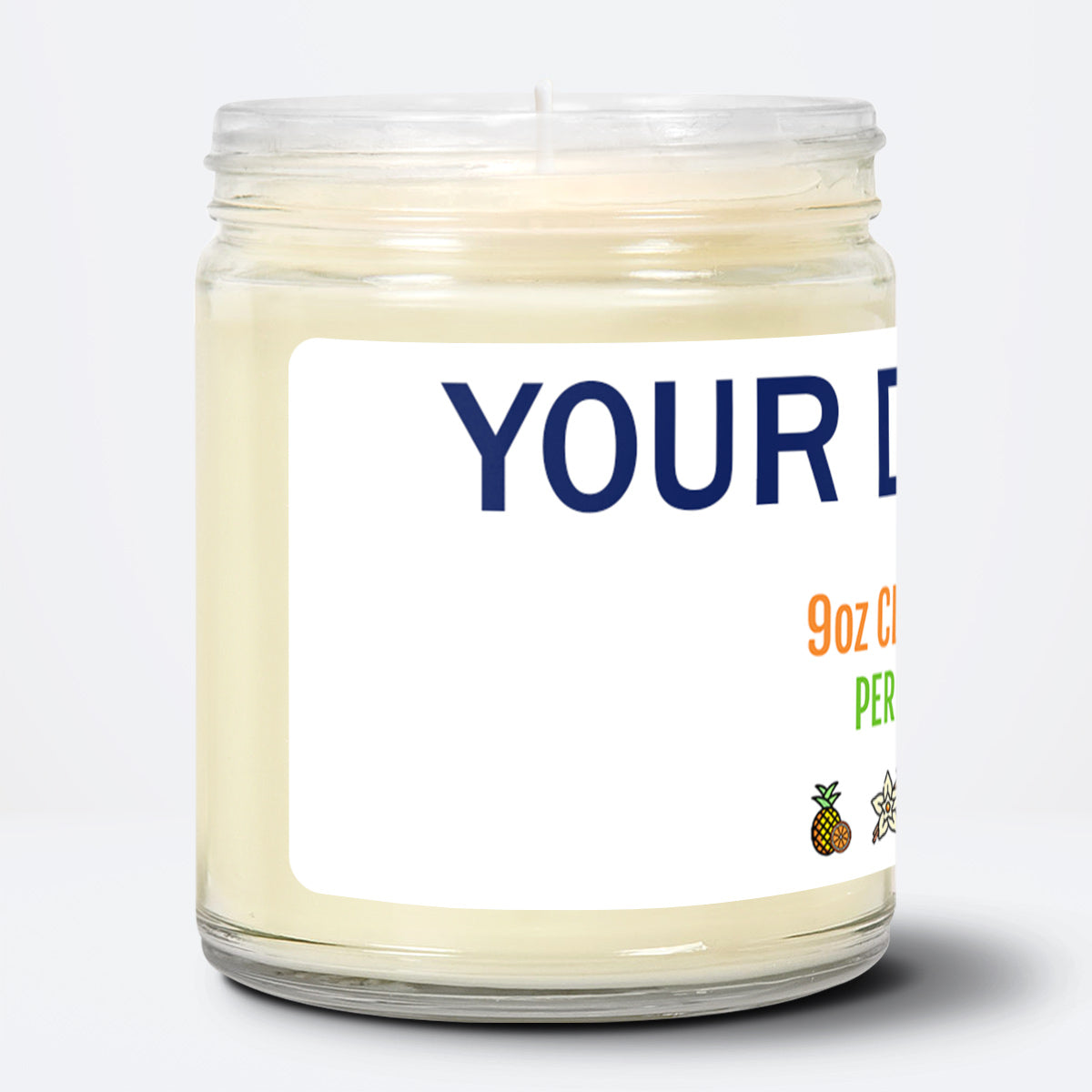 Drop Ship 9oz Candle | Clear Jar & 2"x7" White Label - Showing a Right Side mockup