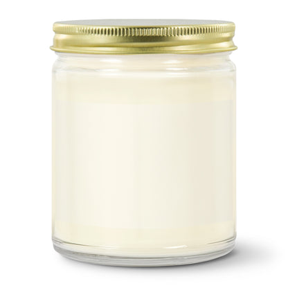 Glass jar with a gold lid on a white background