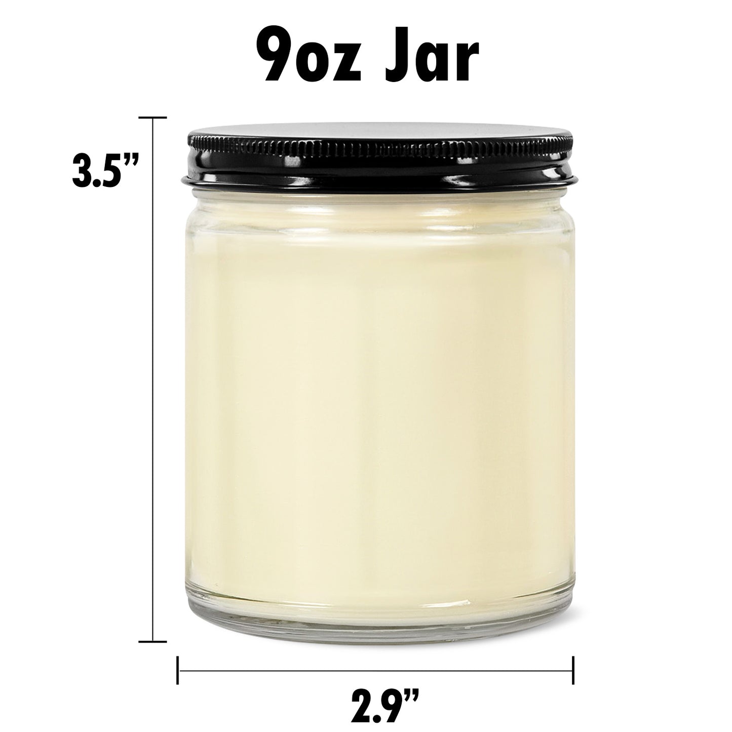 Candle Jar image showing the size specifications of 3.5" tall and 2.9" wide